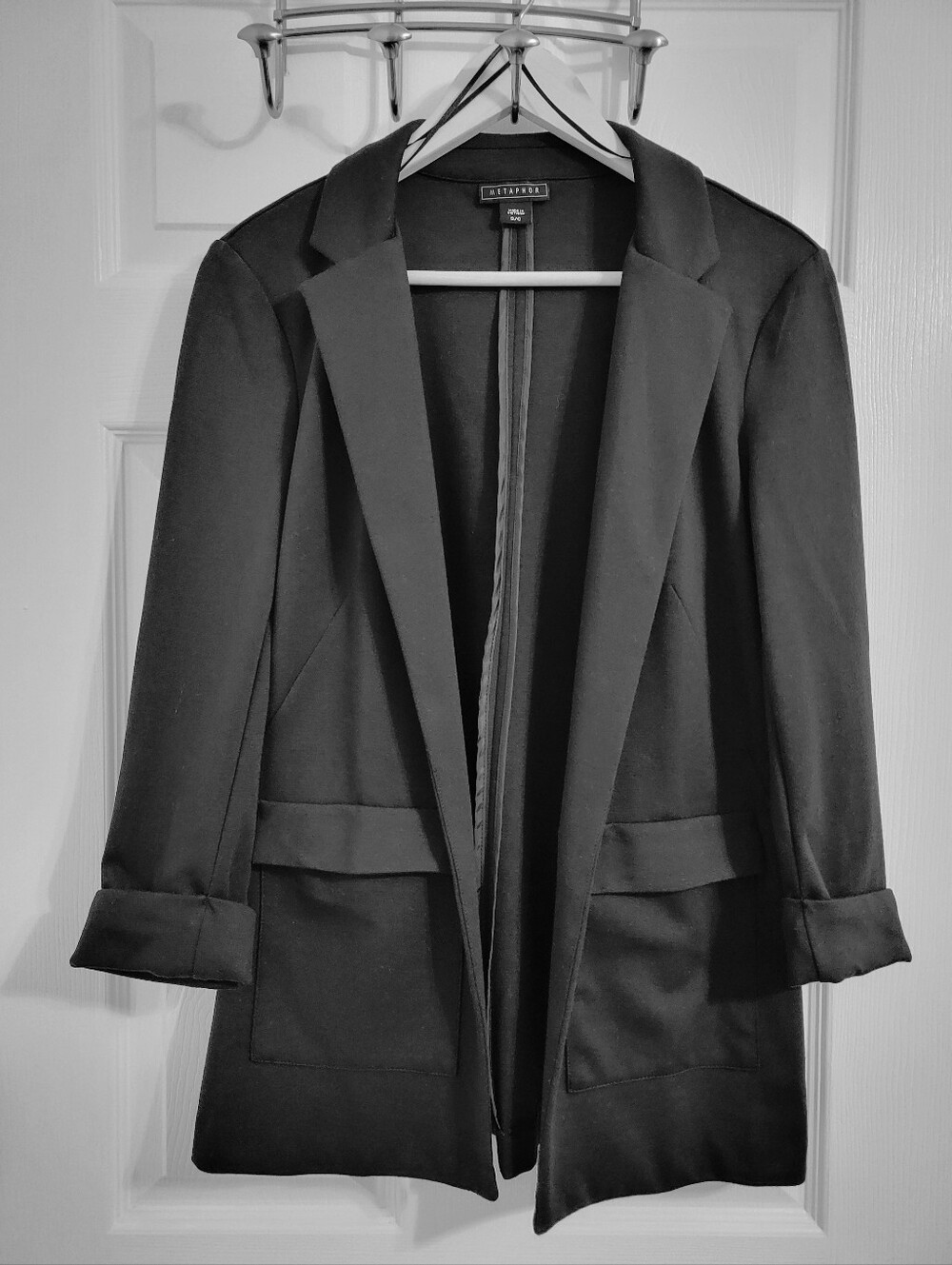 Metaphor Black Open-Front Longline Blazer